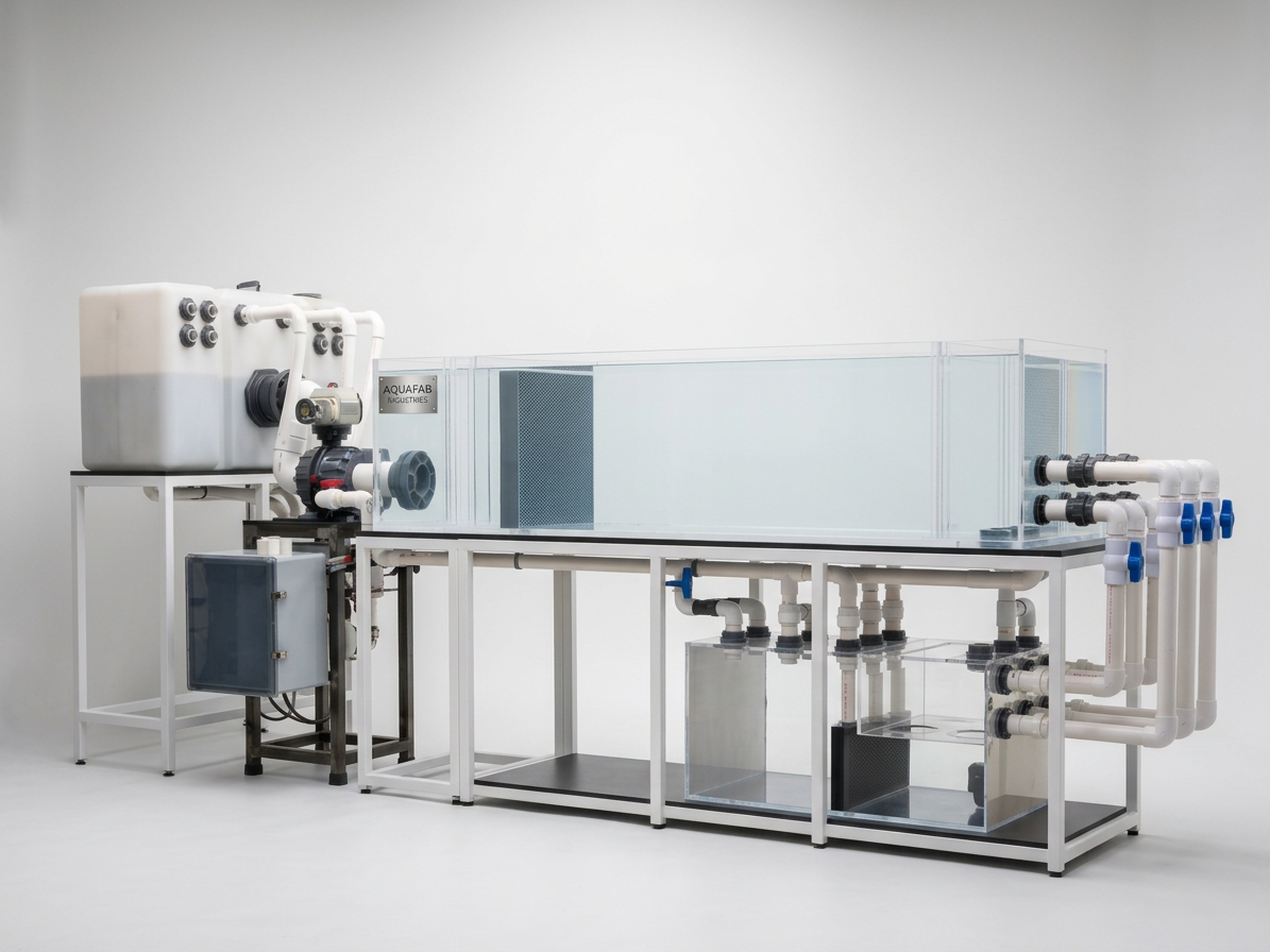 Aquafab recirculating flow chamber with acrylic test section and sump